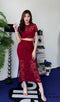 Women Padded Lace Tops With Side Slit Skirts
